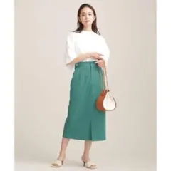 ナノユニバース　サイドパーツ付きスカート グリーン 38