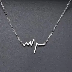 シルバー シンプル ハートビート 45cm ステンレス ネックレス C1-13