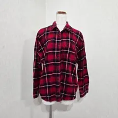 GU レッドチェック シャツ（M）綿100％ カジュアル 長袖