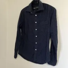 ユナイテッドアローズ　ネイビー ドット柄 長袖シャツ　メンズS 綿100%
