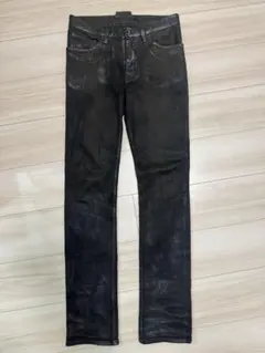 希少 GUCCI 09AW トロンプルイユコーティングデニム ブラック シルバー