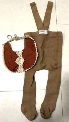 SANSeLF ベビーサスペンダー付きタイツ　ベージュリバーシブルスタイ