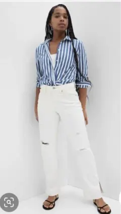 GAP 新品　ホワイトダメージデニム