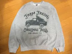 GILDAN スウェット M グレー クリスマスツリー プリント ギルダンのサムネイル