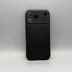 【iPhone17/18promax】ブラックレザー ヴィンテージ調 合皮