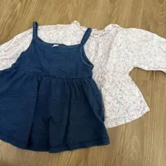 ワンピース トップス 長袖 花柄 2枚セット キャミワンピ ジャンパースカート
