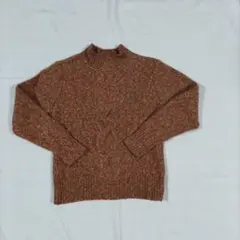 オレンジ系 ケーブル編み ニットセーター 長袖