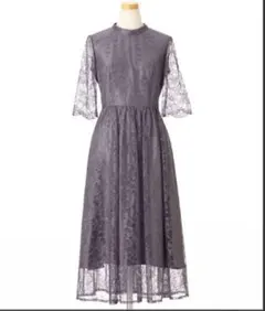 AIMER ラッセルレース七分袖ドレス（グレー）S
