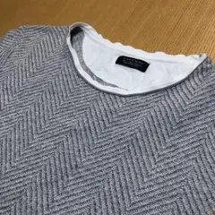 ZARA MAN グレー ヘリンボーンパターン 長袖ニット 38
