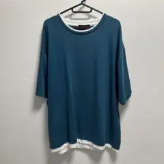 ダークグリーン 七分袖カットソー