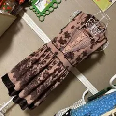 平成レトロ古着 axes femme ❁お花柄❁ノースリーブワンピース ピンク系