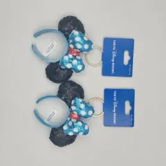 東京ディズニーリゾートミニーマウスデザイン カチューシャ型キーホルダー2点セット