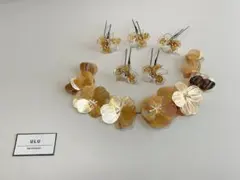 ✴︎ゴールドフラワーヘッドドレス✴︎アメリカンフラワー和装成人式結婚式髪飾り卒業式