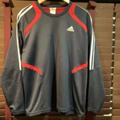 adidas Clima365 長袖シャツ古着　ネイビー レッドのサムネイル