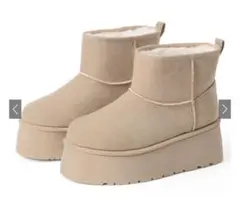 厚底フェイクムートンブーツ