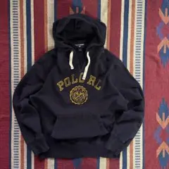 希少LL★90s ポロスポーツ【肉厚】前V スウェットパーカー カレッジロゴ