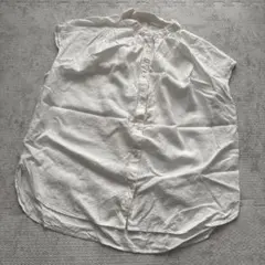 【人気商品】ジーユー　リネンブレンドギャザーブラウス ホワイト　S