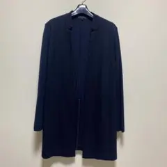 ☆美品☆ICB ネイビー ノーカラーロングジャケット S