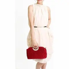 【新品】レディース パーティーバッグ クラッチ ショルダー ワインレッド 結婚式