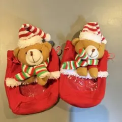 クリスマス クマのぬいぐるみ付き小物入れ　2個セット