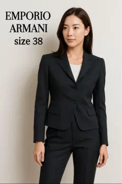 美品　エンポリオアルマーニ　スーツセット　38 ブラック系　ノーカラー　パンツ