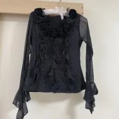 お値引き社交ダンストップス 黒ラメ　M