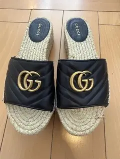 Gucci ブラックエスパドリーユサンダル ウェッジソール - メルカリ