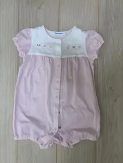 【familiar】80センチ日本製ピンクロンパース　女の子赤ちゃん用