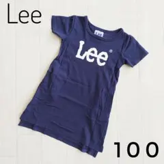 Lee リー 半袖ワンピース 100 ネイビー ロゴ入り ポケット付き 女の子のサムネイル