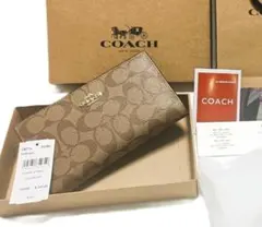 新品未使用 タグ付 COACH コーチ 長財布 C8714 カーキ ブラウン