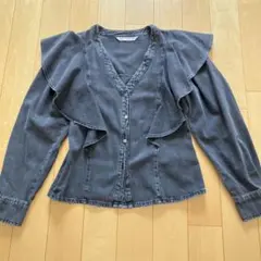 ZARA フリルデザイン デニムジャケット