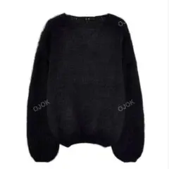 ★値下げ可 シャギーニット ブラック オフショル風 ルーズシルエット 韓国