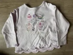 むらさきケーキ刺繍 長袖カットソー110cm