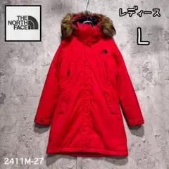 ☆人気　ノースフェイス　ファー付き　ダウンコート　レッド　レディース　L