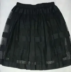 【古着・美品】レディース ブラック チュール ボーダー スカート