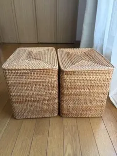 無印良品　ラタンバスケット　大　セット（2個）