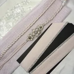 新品　2026年モデル　振袖用　帯締め　帯揚げ　半襟　重ね襟　ピンク　セット