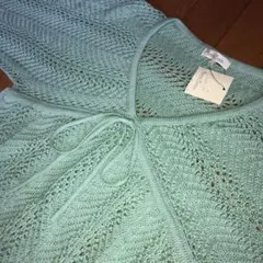 透かし編み サマーニット ペールグリーン Ｖネック