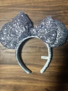 ディズニーカチューシャ　ミニー　スパンコール　ブルー