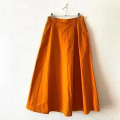 ☆【グリーンレーベルリラクシング】フレアスカート 綿混 タック有 38