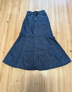 GU　 デニム フレアマキシスカート
