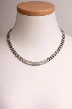 シルバー チェーン ネックレス クリスタル装飾