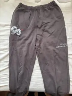 9090 迷彩柄 ロゴ スウェットパンツ L ブラウングレー