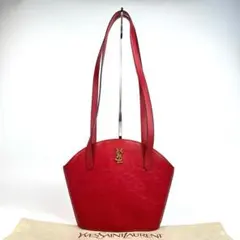 【美品】イヴサンローラン　ショルダーバッグ　YSL　肩掛け　唐草模様　レザー　赤