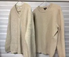 UNIQLO UプレミアムラムリブVネック ウォッシャブルミラノリブクルーネック