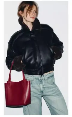 ZARA トートバッグ レッド