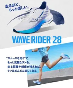 Mizuno WAVE RIDER 28 ホワイト/ブルー 24.0cm