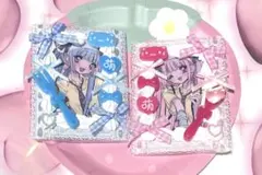 トレカケース 硬質ケース ホイップデコ B8 ピンク 水色 リボン 萌え 推し活