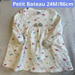 【petit bateau】蝶々柄長袖ワンピース 24m/86cm