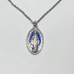 アレルギー対応ステンレス製 マリア メダイ ブルー ネックレス ブルー